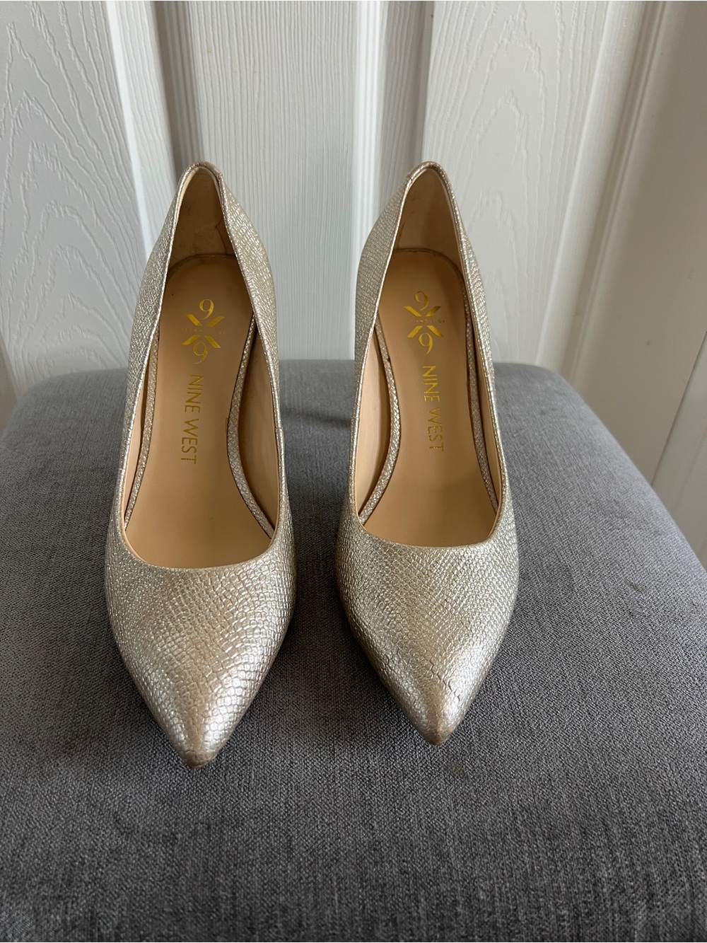 Nine West Women's Metallic Snake Skin Pointed-Toe Pumps